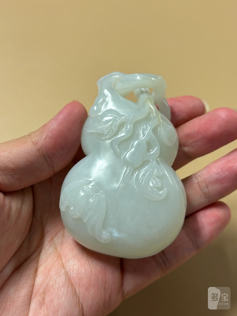 清 白玉文房葫芦巧雕玉盒 - 图4